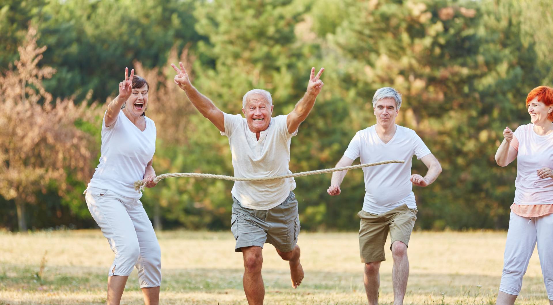 happy seniors enjoying the outdoors and warm weather